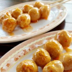 Fish balls on skewers