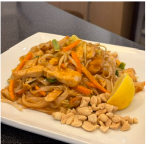 pad thai noodles with chicken